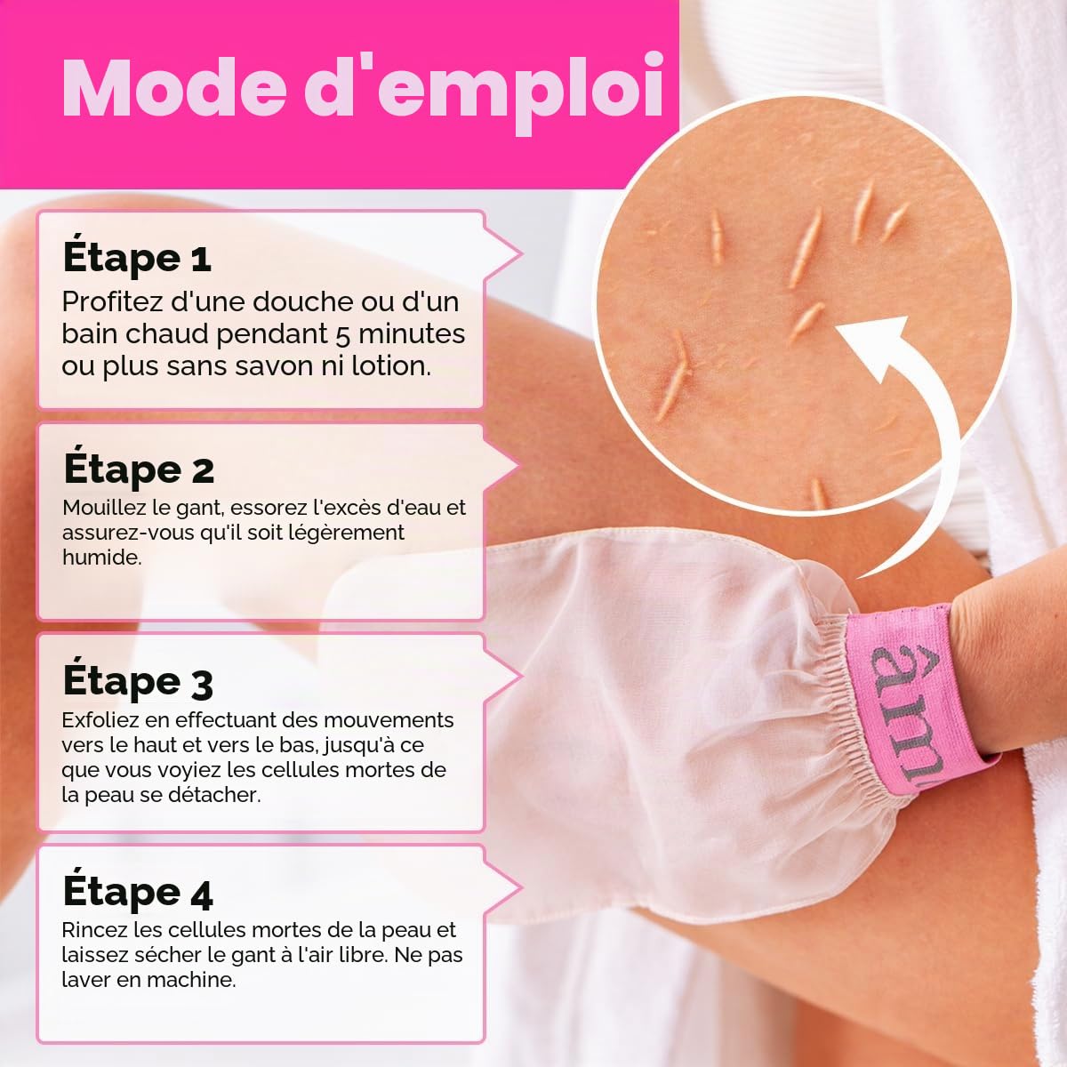 âme pure® So Silky Mitt™ Gant exfoliant en soie pure pour le corps - Gant pour peau lisse - Hammam