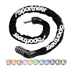 Sportneer Bike Lock: 5 Digit Combination High Security Anti Theft Bike Chain Lock - 3.2/3.6/4ft Heavy Duty Keyless Bicycle Lock for Bike, Motorcycle, Scooter, Door & Gate - 4/6mm Thick, Easy to Use