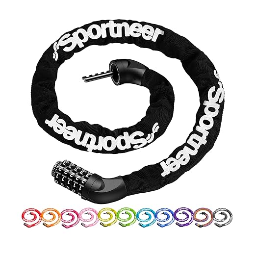 Sportneer Bicycle Chain Lock, 5-Digit Resettable Combination Anti-Theft Bike Locks