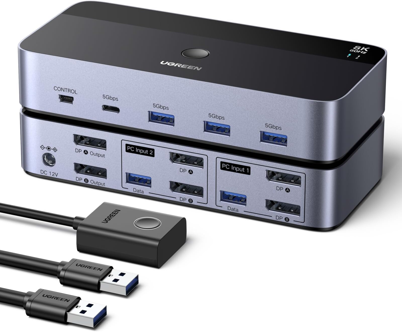 Ugreen 8k 60hz Displayport Kvm Switch 2 Monitors 2 Computers ...