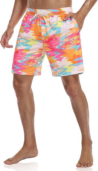 unitop Men's Swim Trunks with Compression Liner Quick Dry Bathing Suit Summer Beach Shorts with Pockets