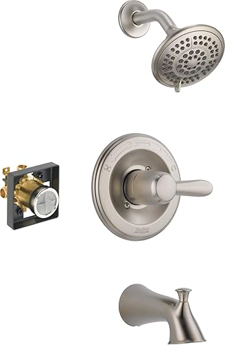 Miniatura 16 de Delta Faucet Lahara Serie 14 - Kit de molduras para bañera y ducha de un solo mango, grifo de ducha con cabezal de ducha de 5 pulverizaciones