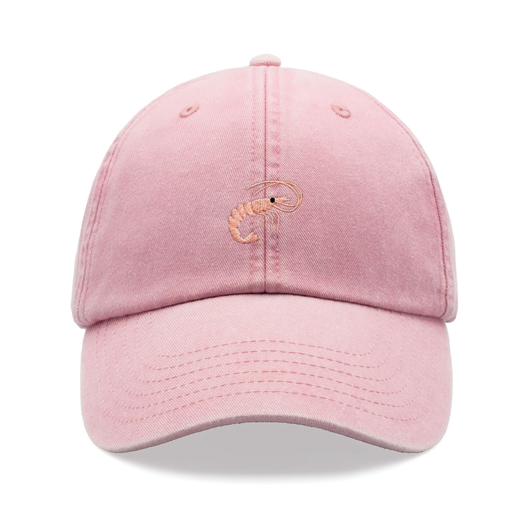 Shrimp Baseball Cap Vintage Washed Unisex Dad Hat Adjustable Pink