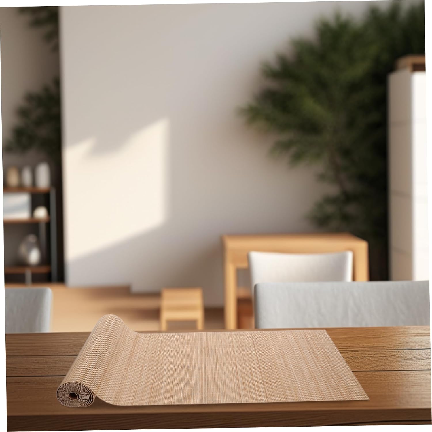 Wide Cuttable Bamboo Table Mat Tea Ceremony Modern Table Runner Heat Resistant Natural Bamboo Material Easy Clean