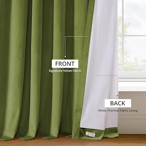 Miniatura 7 de HPD Half Price Drapes Cortinas Opacas Térmicas de Terciopelo Signature para Sala de Estar de 96 Pulgadas de Largo (1 Panel) con Bolsillo para Barra,