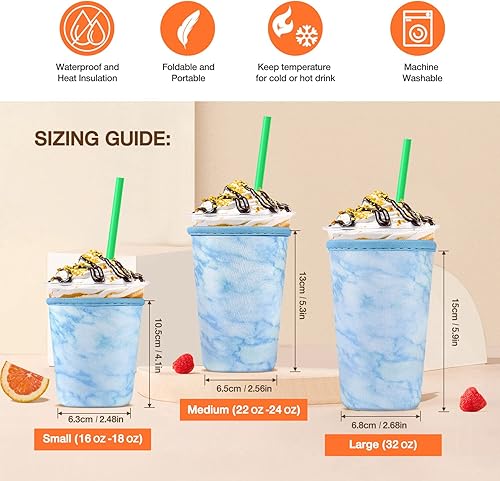 Miniatura 2 de Funda de taza de café helado para tazas de gran tamaño, soporte reutilizable de neopreno para tazas de café helado para bebidas frías calientes,