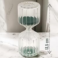 MIJOMA Elegáns Üveg Homokóra 10 Perces Időzítéshez - Relaxációs és Időkezelési Eszköz - 6x13,5 cm - Zöld Dekoráció Otthonba, Irodába 5