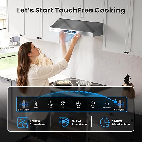 Miniatura 3 de Campana extractora de 36 pulgadas debajo del gabinete, motor centrífugo dual de 900 CFM, ventilación de cocina con conductos de 3 velocidades,