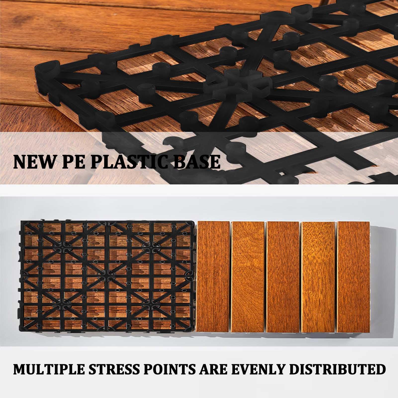 Piastrelle per pavimenti ad incastro per esterni, impermeabili, antiscivolo, per patio, erba, sporco, balcone, uso interno, confezione da 10