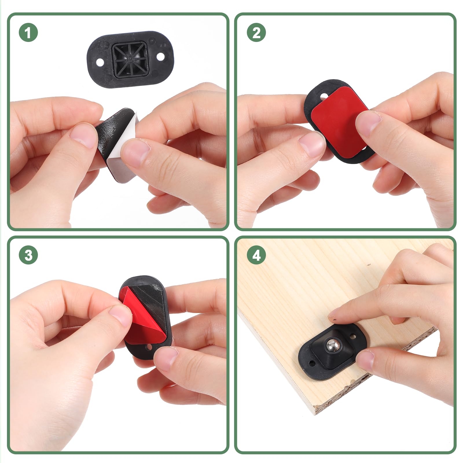 TRVL FIELDER Zelfklevende miniwielen, kogeldraaikrans voor keukenapparatuur, 360° zwenkbaar universeel wiel, zelfklevend wiel voor doe-het-zelver, afvalbak, opbergdoos, kleine apparatuur (8, zwart TRVL FIELDER Zelfklevende miniwielen, kogeldraaikrans voor keukenapparatuur, 360° zwenkbaar universeel wiel, zelfklevend wiel voor doe-het-zelver, afvalbak, opbergdoos, kleine apparatuur (8, zwart