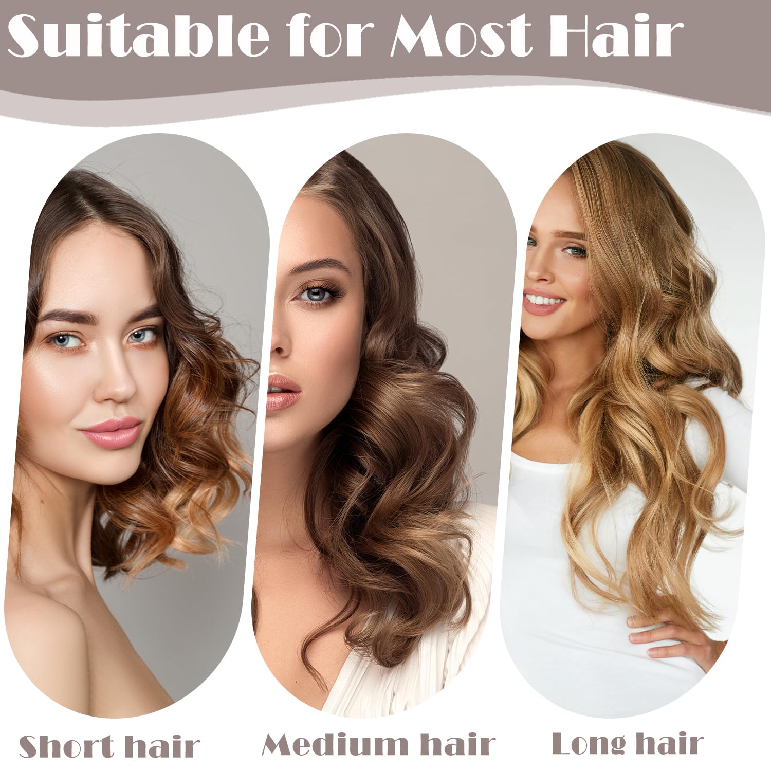 3 Pcs Heatless Curlers Headband Hair Styling Set - No Heat Blowout Rods for Long Short Wavy Hair DIY Styling (Brown) - Image 4