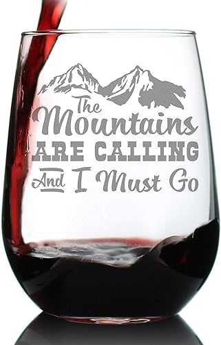 Miniatura 1 de The Mountains Are Calling And I Must Go - Stemless Wine Glass - Fun Mountain Themed Gift or Décor - Large 17 Ounce