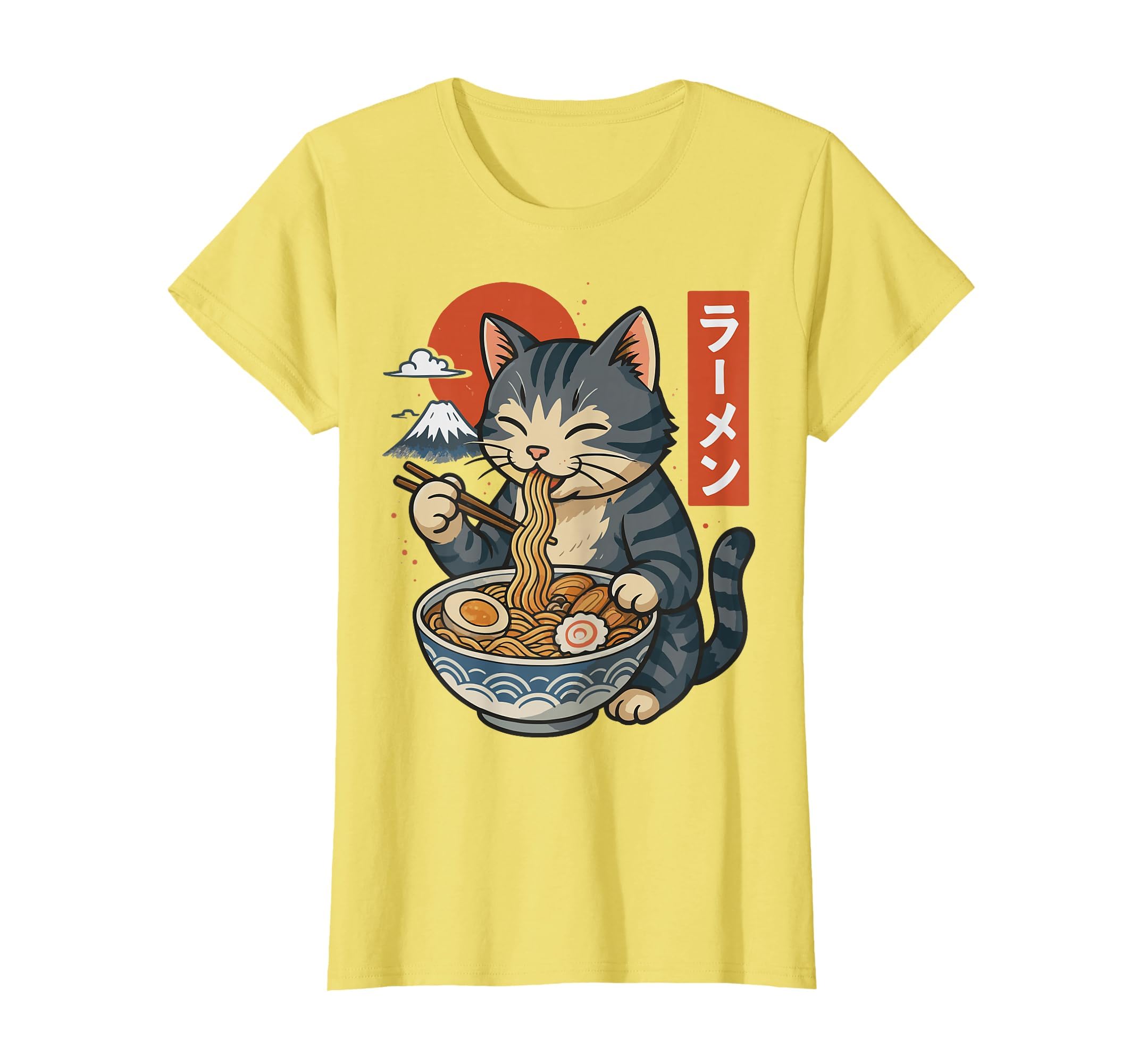 Anime Cat Eating Ramen Retro Kawaii Ramen Cat T-Shirt