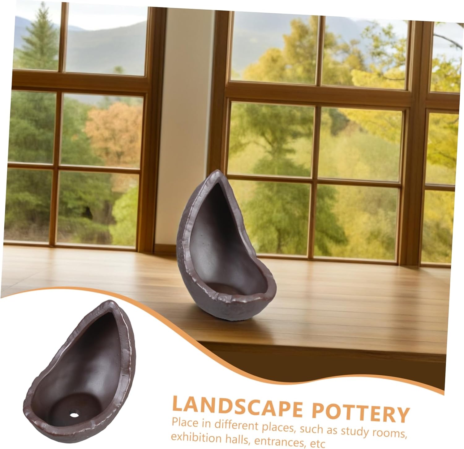 POPETPOP Moon Shaped Ceramic Flower Pot Small Plant Pots Indoor Creative Home Decor Small