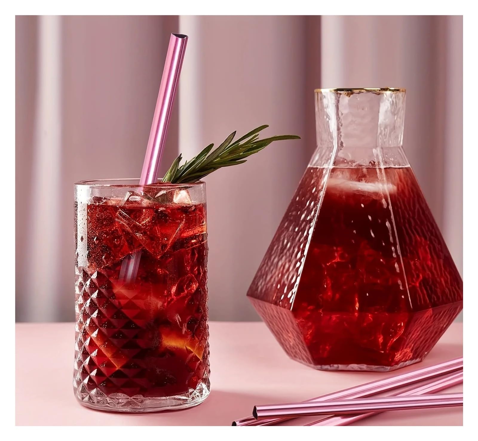 Strohhalme 304 Edelstahl-Strohhalm, rosa, herzförmiges Metall-Strohhalm-Set mit Strohhalmbürste Für Smoothie(8pcs)