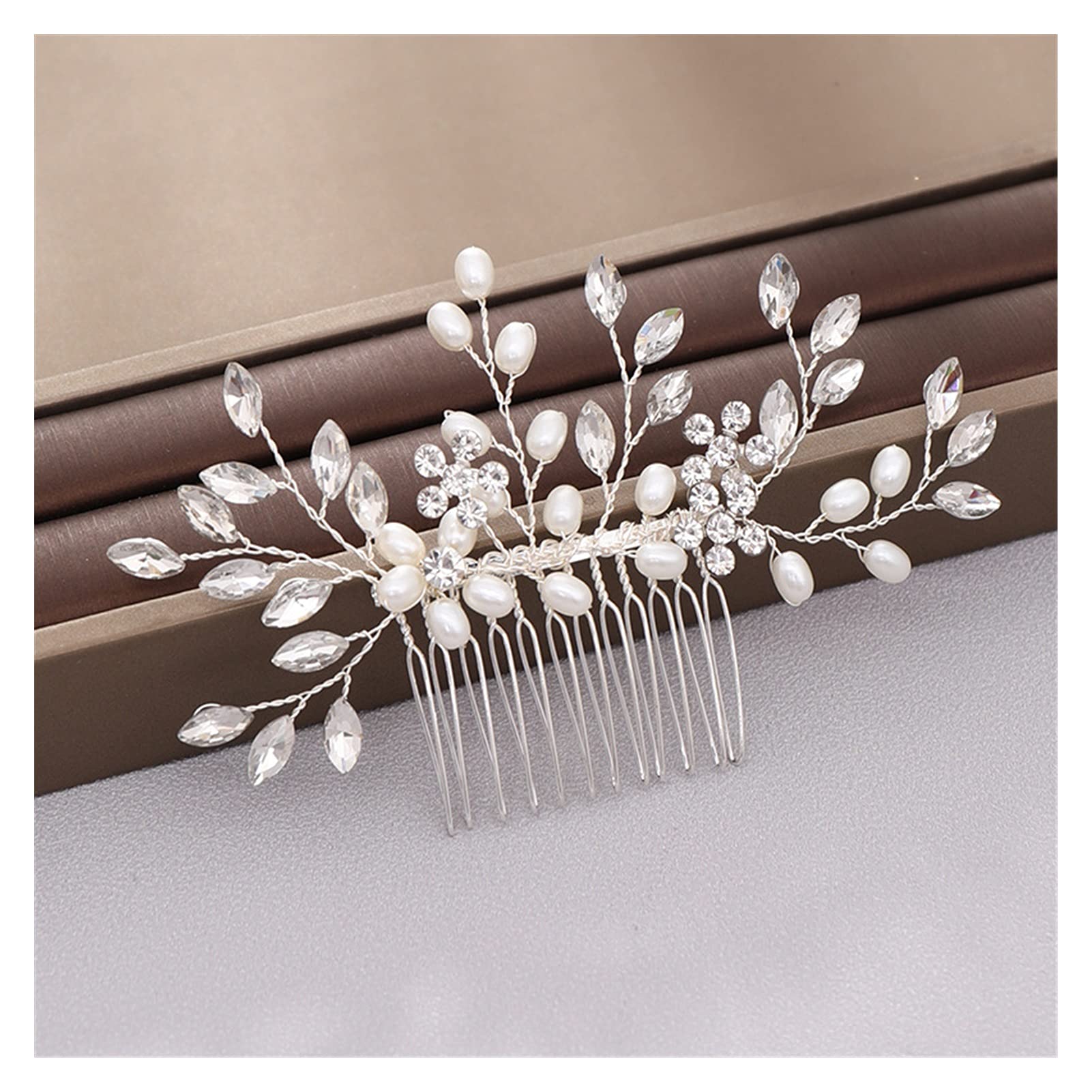 Argent Couleur Perle Cristal de Mariage Cheveux Peignes Accessoires for Les Fleurs nuptiales de Fleur de Fleur Femmes Ornements de Cheveux de la mariée Bijoux