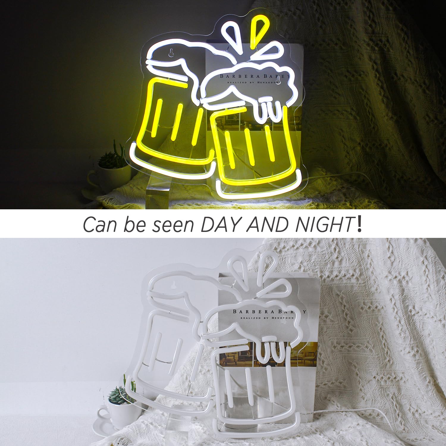 Bier Neon Schild Gelb Cheers Neon Lichter Led Bier Geformte Neon Schild Weiße Bar Licht Leuchtreklame Neonlicht (Beer cheers)