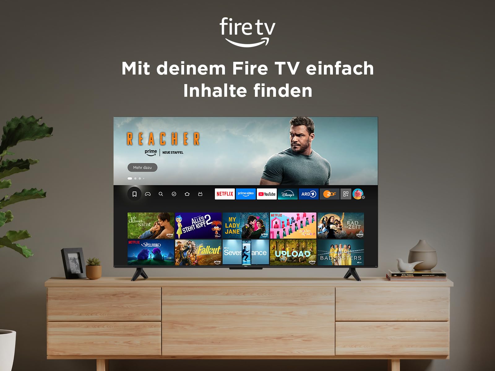 TCL 43T6C 43 Zoll QLED Fernseher, 4K UHD Fire TV, HDR10+, Dolby Vision & Atmos, Smart TV mit Sprachsteuerung mit Alexa, Google Cast & AirPlay 2
