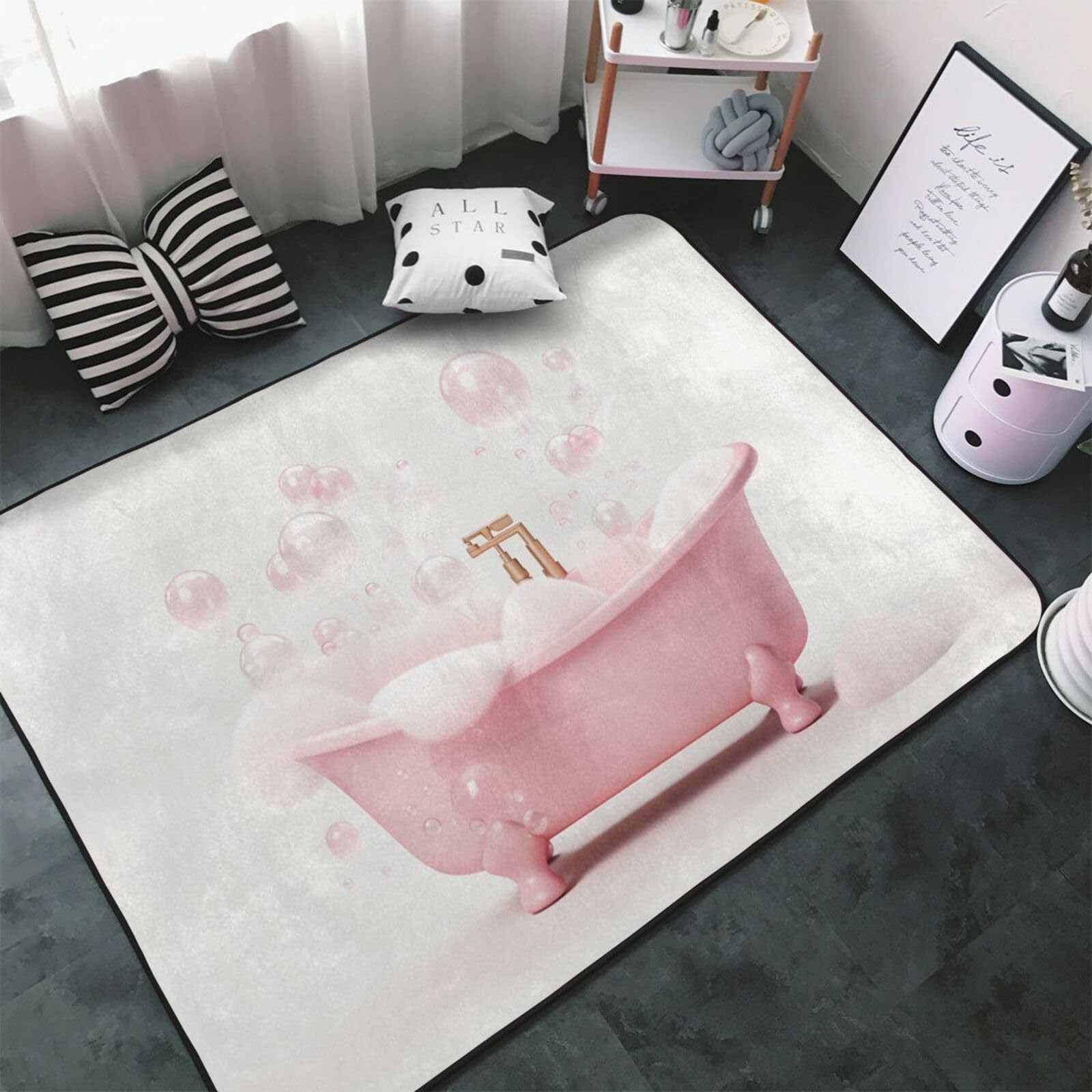 Tapis décoratif pour salon, salle de bain – Joli tapis antidérapant lavable pour chambre à coucher, chambre à coucher, salon – 0,9 x 1,5 m – 152,4 x 99,1 cm