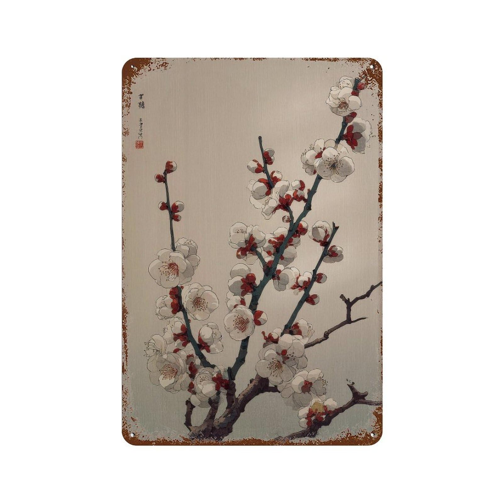 xiaoxiaoshen Plum Blossom. Traditional Japanese Ukiyo Wall Decor Art Metal Tin Poster Modern Home Decor Art Home Bar Shop Decorations Vintage Sign 30x20cm