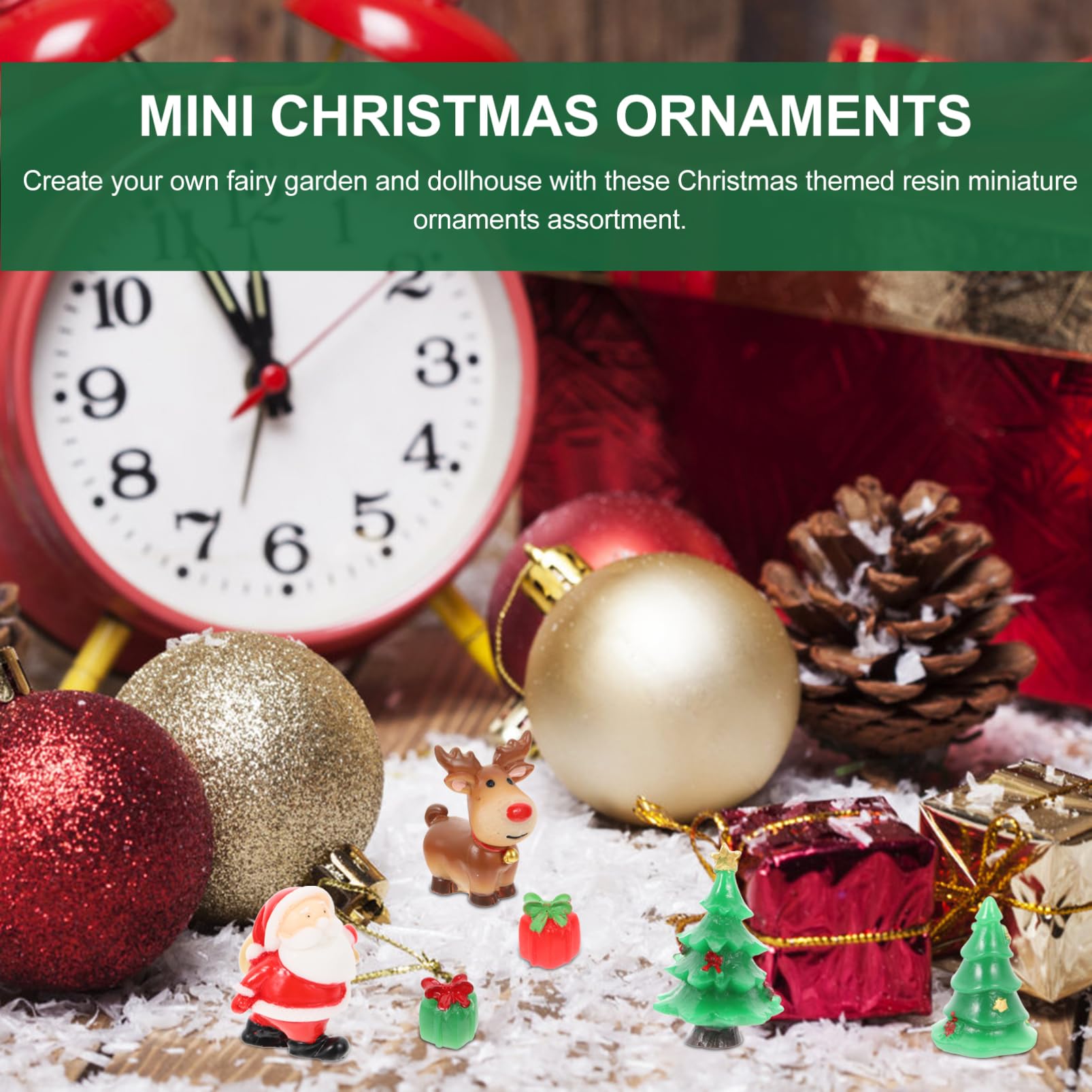 27pezzi Mini Ornamenti Natalizi in Resina Di Decorazioni Forma Di Cartone Animato Per Progetti Di Fai Da Te Miniatura e Scene Natalizie