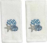 Vista 32 de Serafina Home Toallas de baño para dedos con tortugas: toallas de verano náuticas suaves y absorbentes para invitados con decoración de tortuga azul