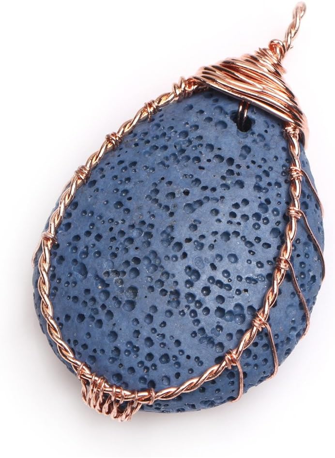 GEM-INSIDE CREATE YOUR OWN FASHION SHGbeads 30x41mm Drop Dark Blue Lava Worry Stone Semi Precious Cocktail Charkra Pendant Jewellery for Women - Image 3