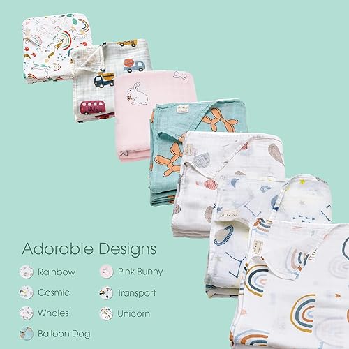 Miniatura 3 de Ali+Oli Manta de muselina para bebé (manzana), grande de 47 x 47 pulgadas, rayón suave, hecha de bambú y algodón orgánico, lavable a máquina, para