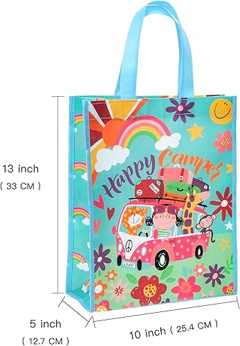 Miniatura 2 de LeZakaa Bolsa de regalo reciclada de 13 pulgadas con asas, bolsa de regalo mediana con diseño de animales de fiesta para niños unisex