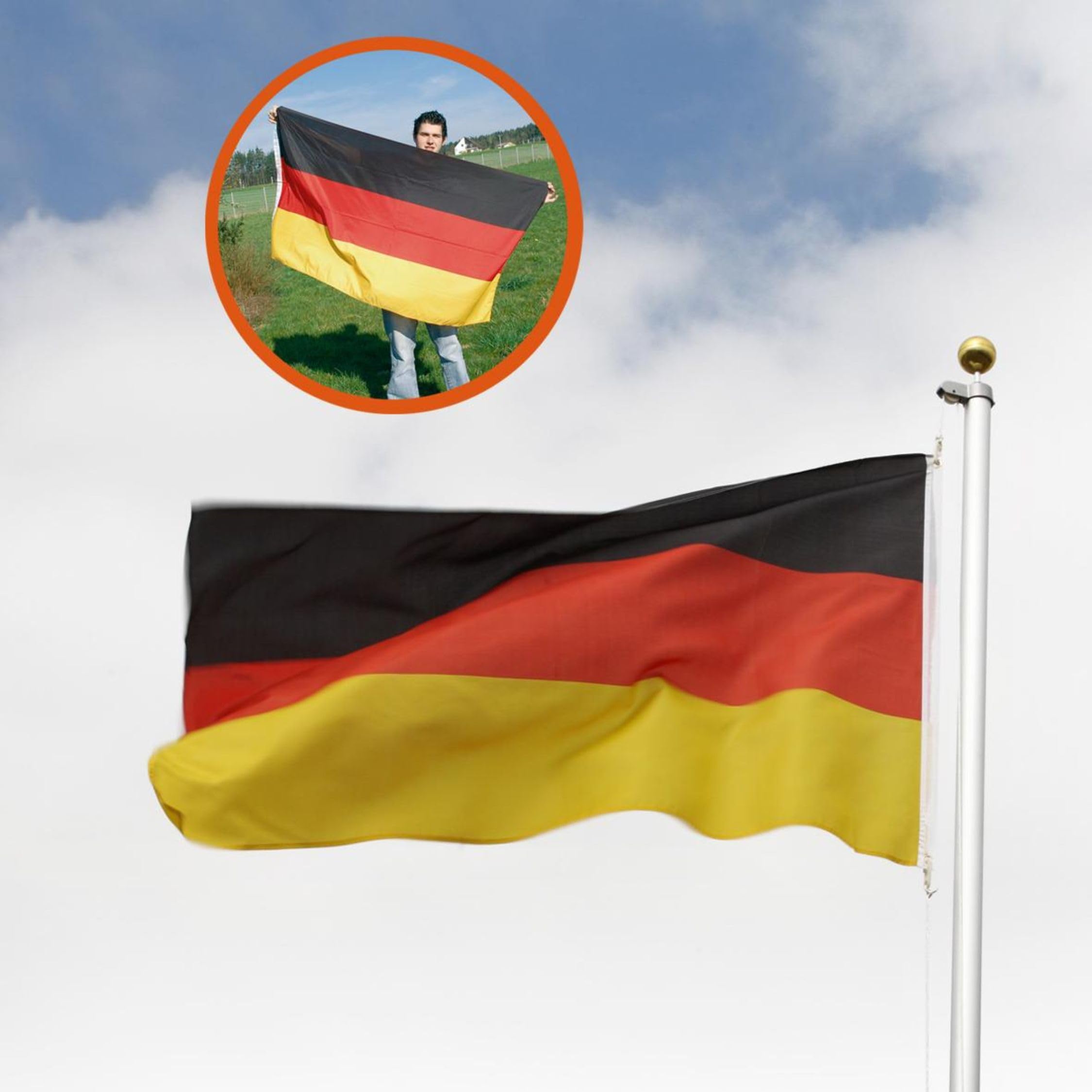 Deutschland-Flagge XL 90 X 150 Cm – Fanartikel Für EM 2024, Sportevents & Deko, Mit 2 Metallösen