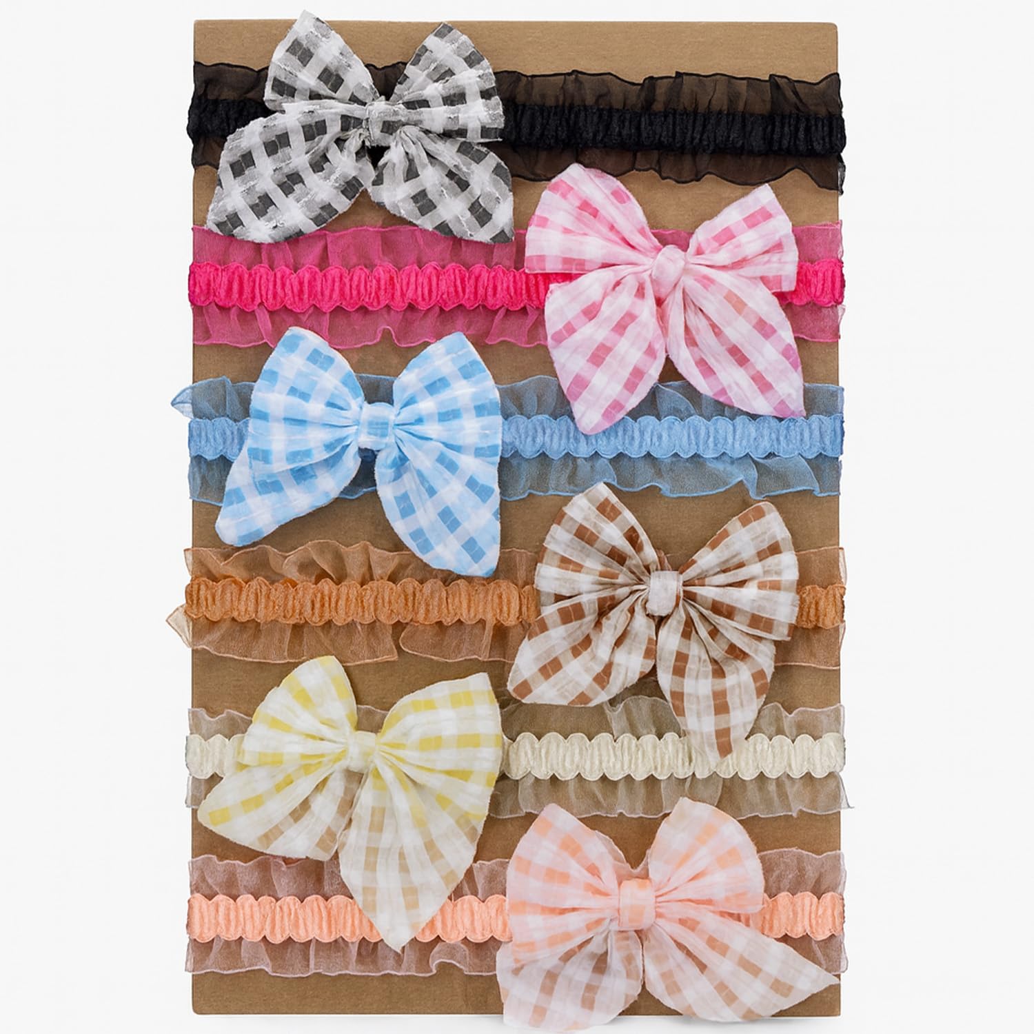 SYGA 6 Pcs Baby Headband Set for Girls–Soft Elastic Hair Bands with Gingham Bow Design, Newborn Infant Toddler Hair Accessories for 0-3 Year (Design-13)-picture-34