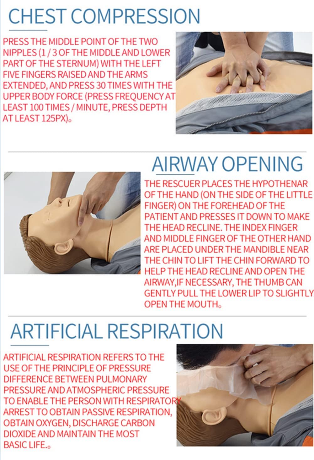 Kit de entrenamiento para maniquíes de RCP, chupetes profesionales de RCP para adultos con accesorios médicos MCR de piel media, juego de entrenamiento de RCP para aula o centros de investigación
