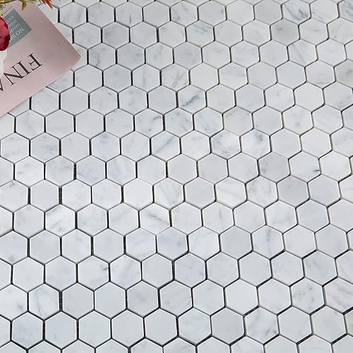 Miniatura 3 de Lovdeco Carrara - Azulejo de mosaico de mármol blanco, azulejos de mármol italiano de espiga pulida para ducha, cocina, pared, suelo de baño, 1 x 3