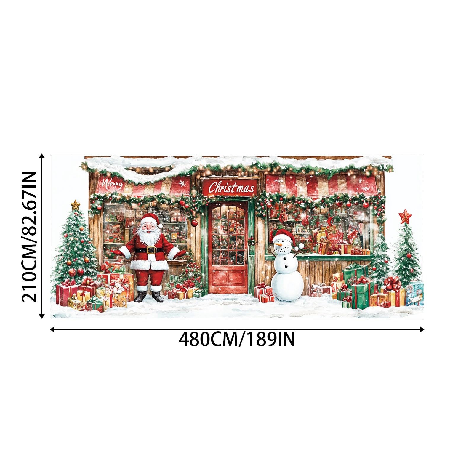 285 - Cartel de felicitaciones con texto en inglés «The Merry Christmas Christmas The Background Party Santa», fotografía de Papá Noel, fondo de puerta de garaje, decoración
