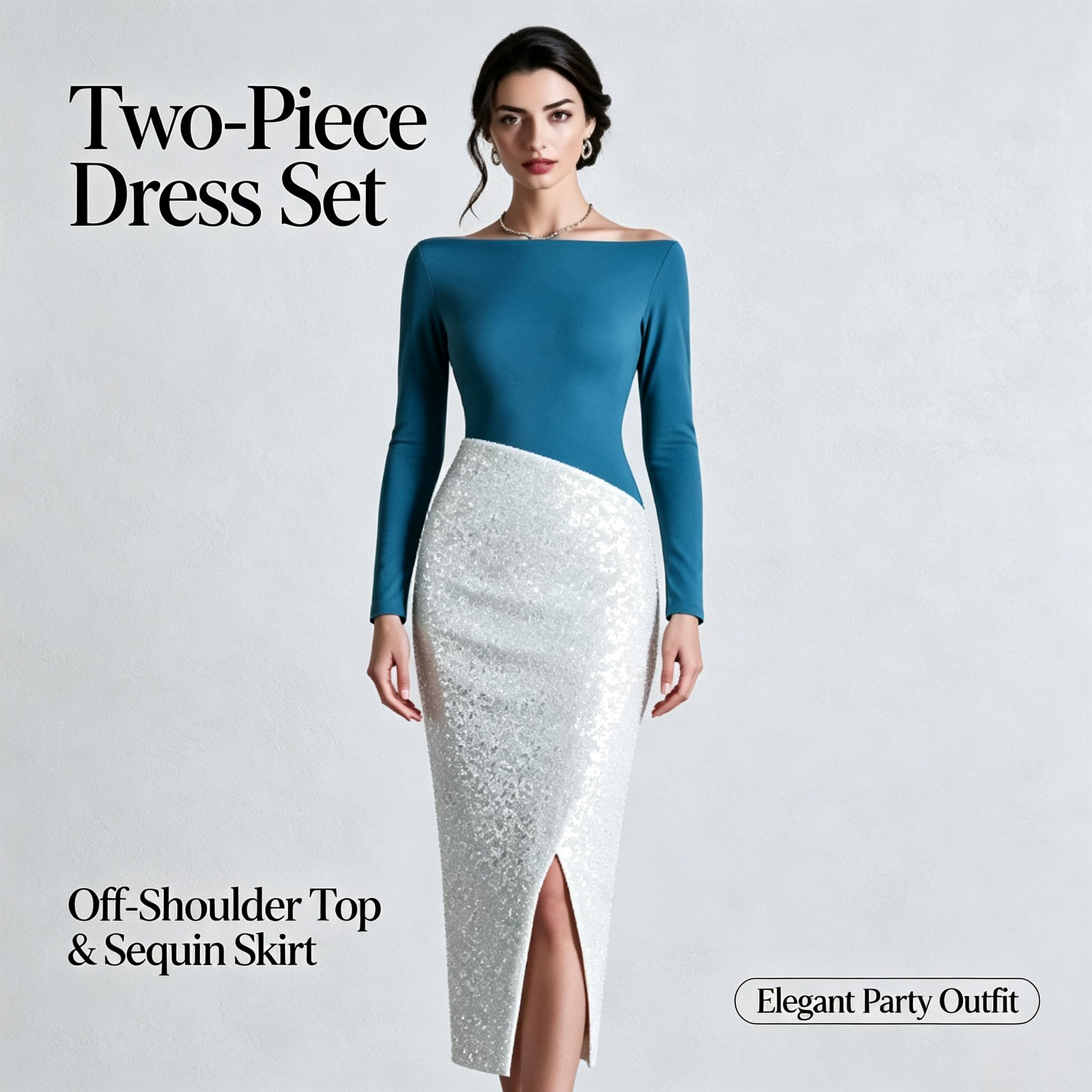 Vestito da Sera da Donna con Paillettes E Monospalla