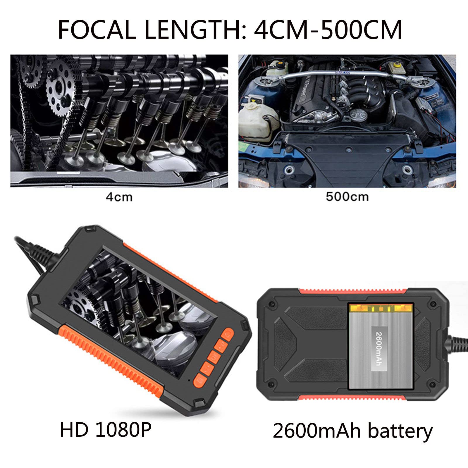 Przenośna kamera endoskopowa z zoomem z ekranem 4,3 "HD, 8-diodowym obiektywem 8mm 1080P Ręczna kamera wężowa do rur przemysłowych, klimatyzator, odprawa samochodowa,10m
