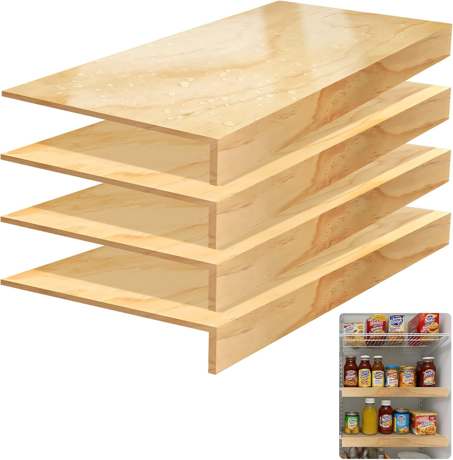 Wire Shelf Covers for Closet & Pantry | Solid Wood Shelf Covers 8mm Thick | Tool-Free Removable 24x12 Inch | Rustic Design for Kitchen & Home (4 Pack) 4, 24 * 12