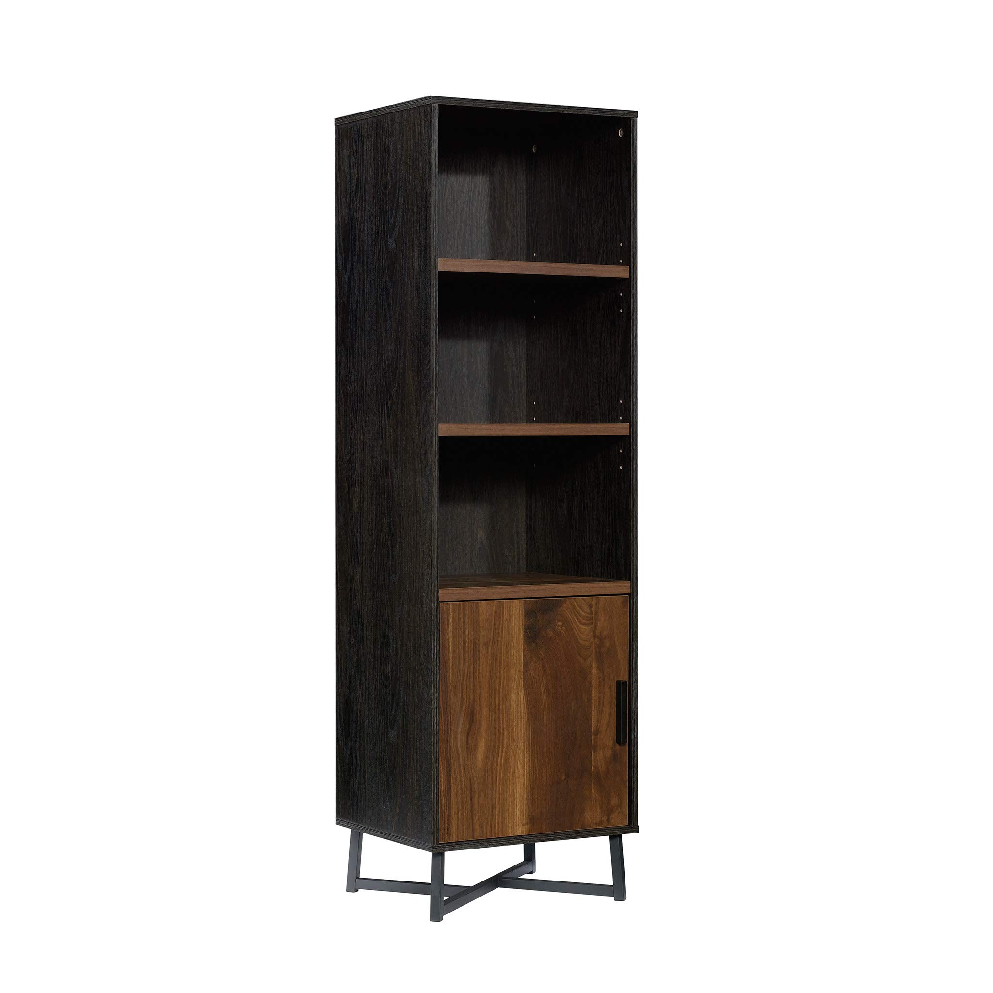 Sauder Canton Lane Industrial 3-Shelf Bookcase with Door/Book Shelf, Brew Oak Finish