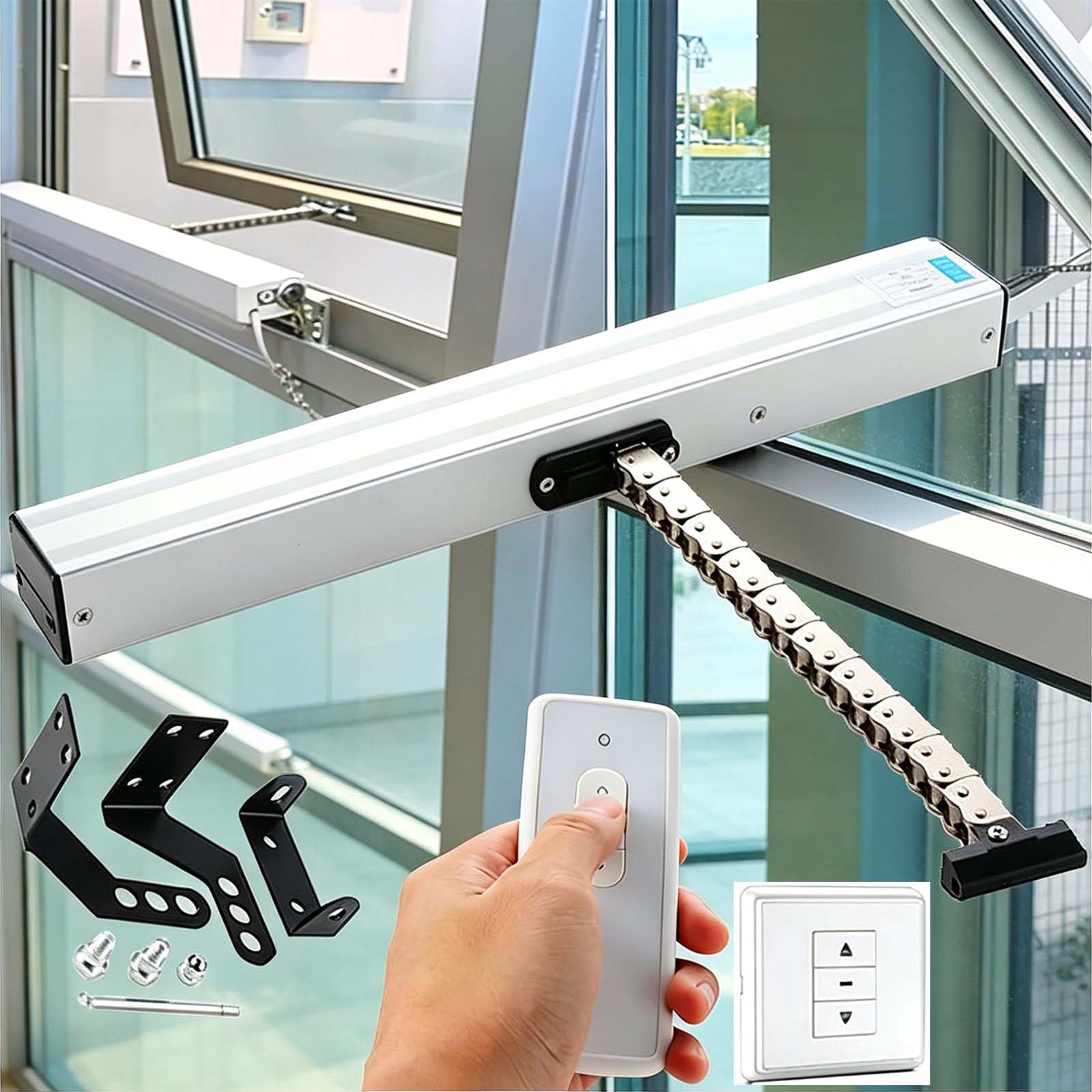 Abreventanas eléctrico de tejado con carrera regulable y mando para claraboyas