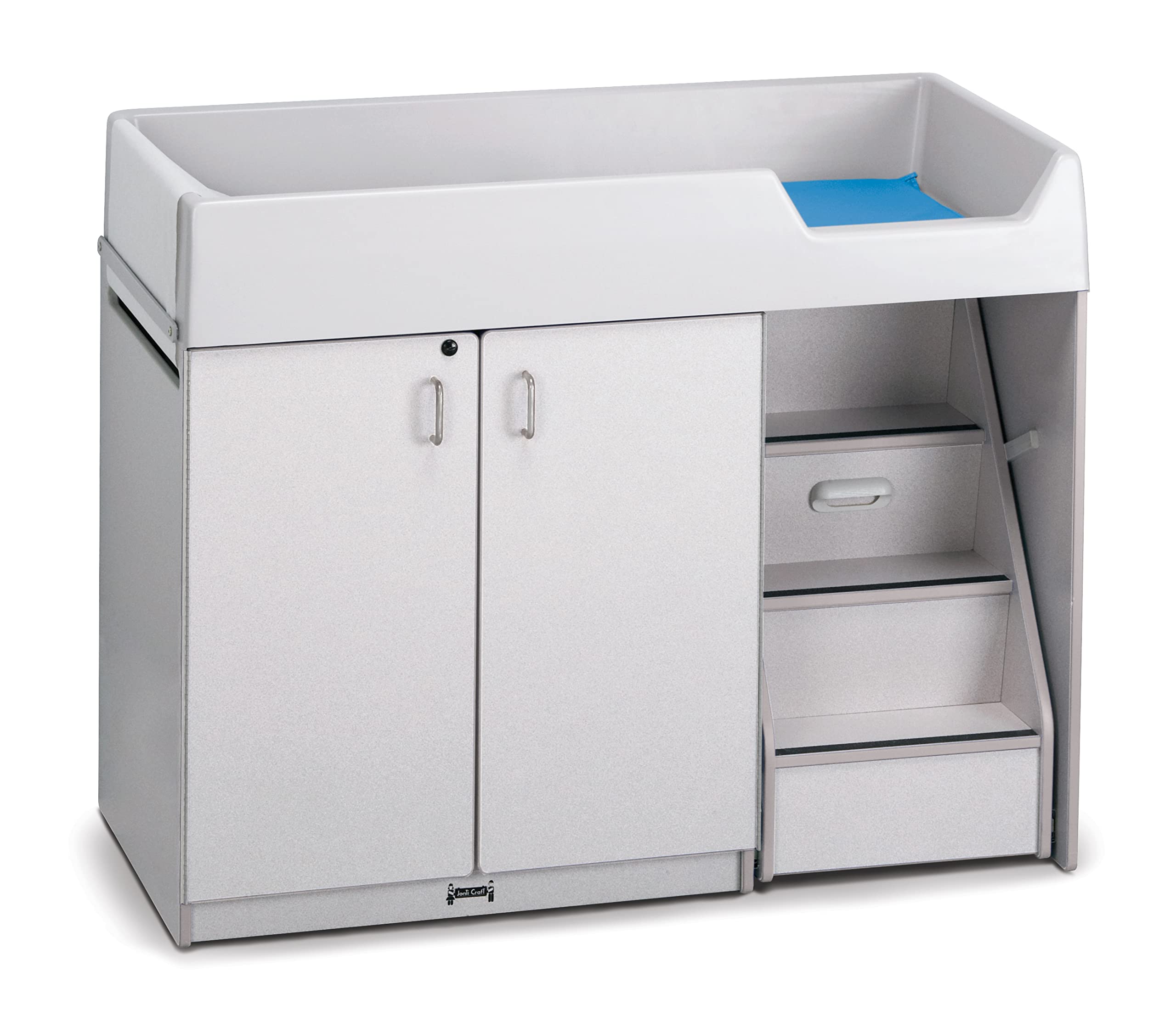 Jonti-Craft Rainbow Accents Diaper Changer with Stairs - Right - Gray