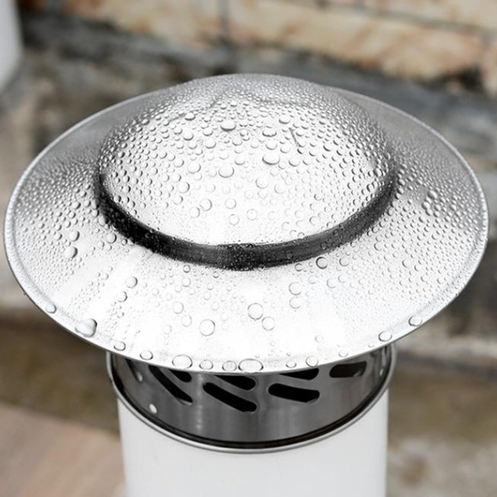 Cubierta de chimenea de acero inoxidable, tapa para orificios de chimenea, tapa de chimenea de acero inoxidable, salida de aire fresco, tubo de techo, campana extractora (200 mm)