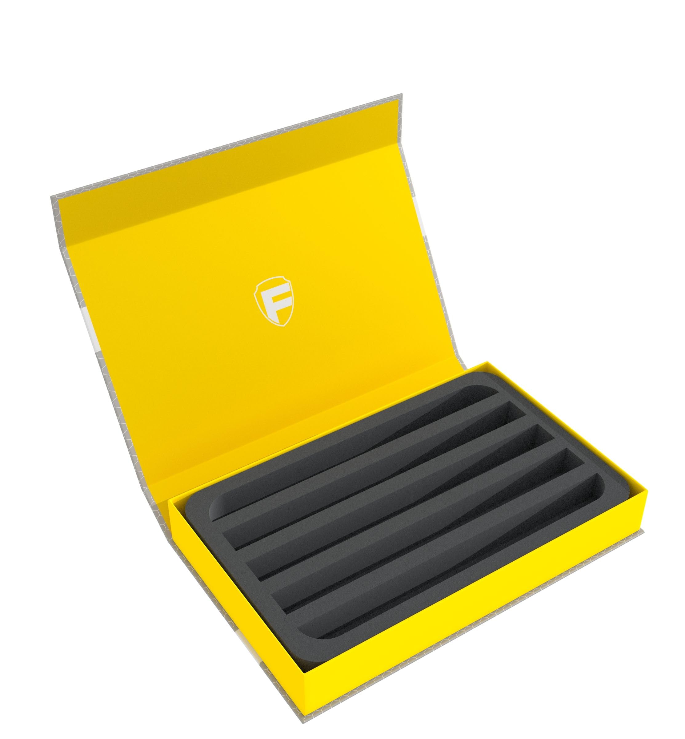 Feldherr Magnetbox gelb für Modelleisenbahnen, Loks und Fahrzeuge - 5 Stege für Spur Z - liegend