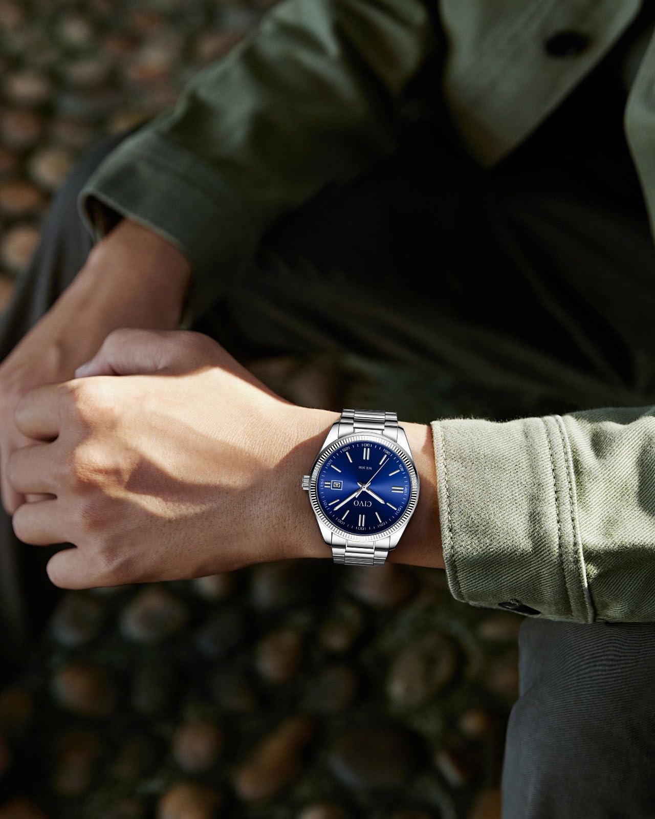 CIVO Montre Homme Business Analogique: Montre Quartz Etanche en Acier Inoxydable ou Cuir - Cadran Clair avec Aiguilles Lumineuses et Affichage Date pour Hommes d'affaires Professionnels
