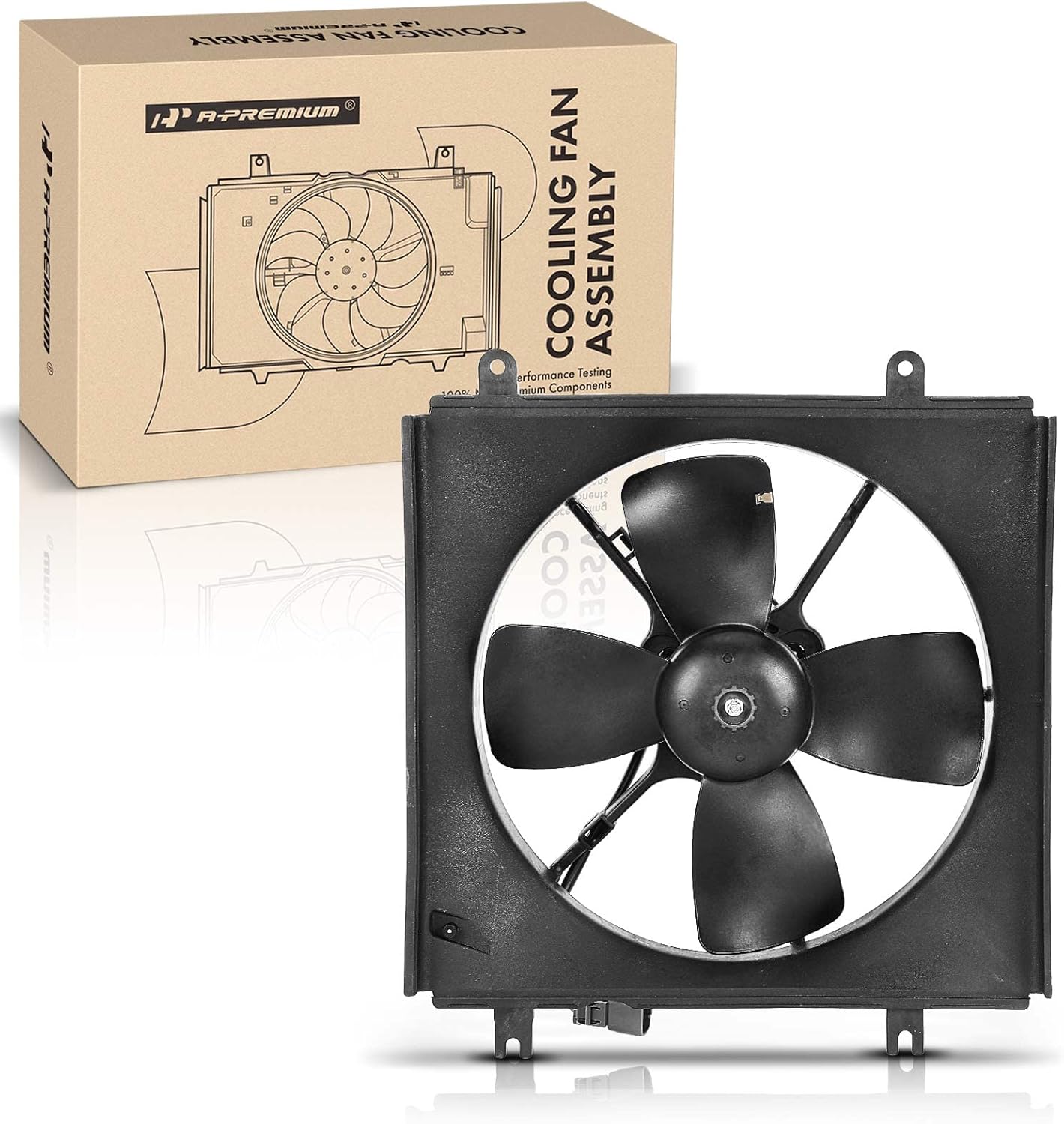 A-Premium Left Engine Radiator Cooling Fan Assembly Compatible with Select Honda Models - CR-V CRV 1997 1998 1999 2000 2001, 2.0L - Replace# 19020P5M004, 19015P3F004