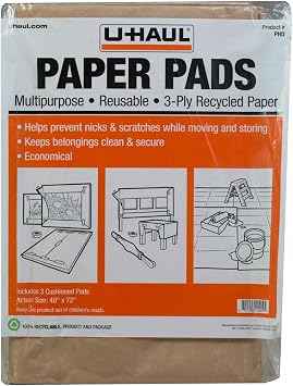 U-Haul Moving Paper Pads Moving & Storage Protection Kraft Paper - Pack of 3, 48" x 72" Sheets