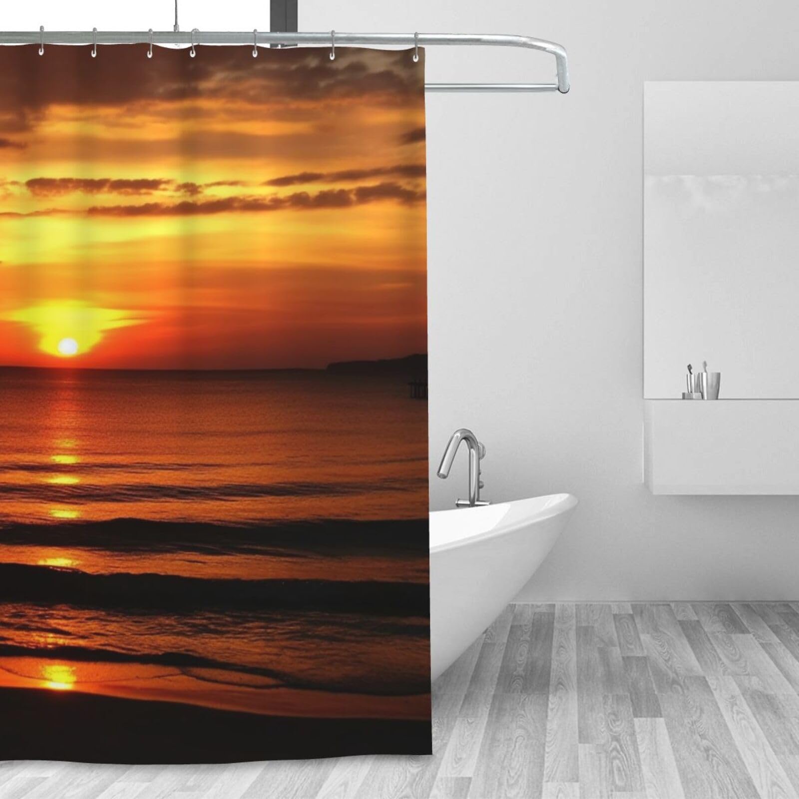 Rideau de douche Koh Rong imperméable 183x183cm lavable avec crochets
