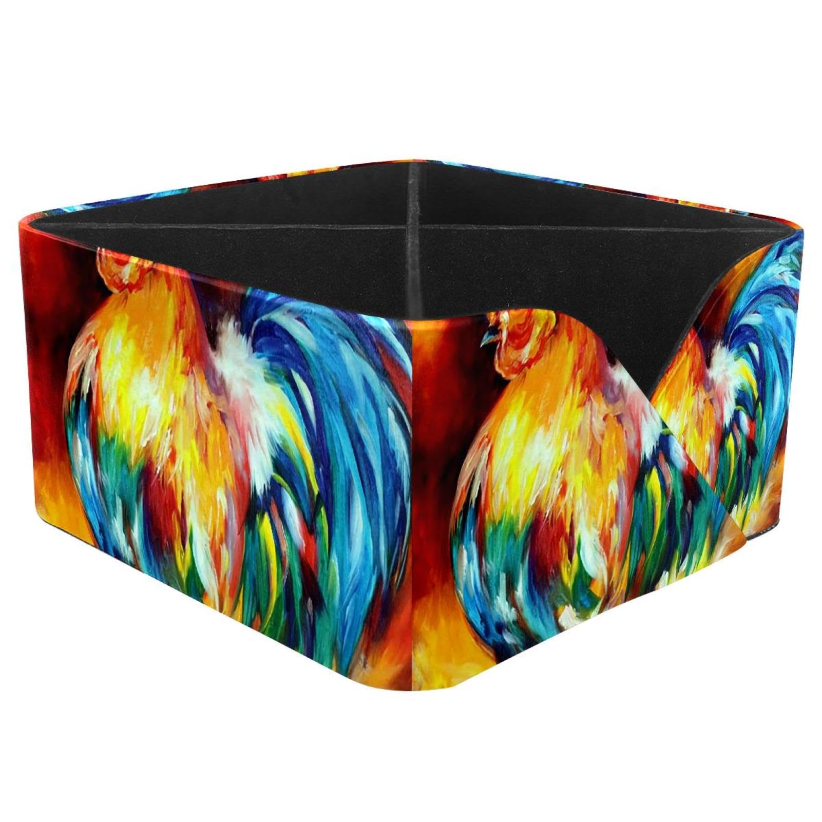 KengjuTesu Rooster Painting Desktop Organizer Pen Holder, Rectangular Pencil Cup for Office, Study and Makeup Stations