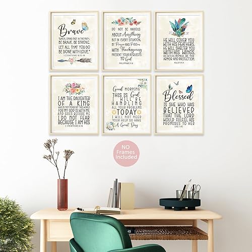 Miniatura 4 de Decoración de pared religiosa, arte de pared con versículo bíblico, impresión motivacional de escritura cristiana, decoración de pared para