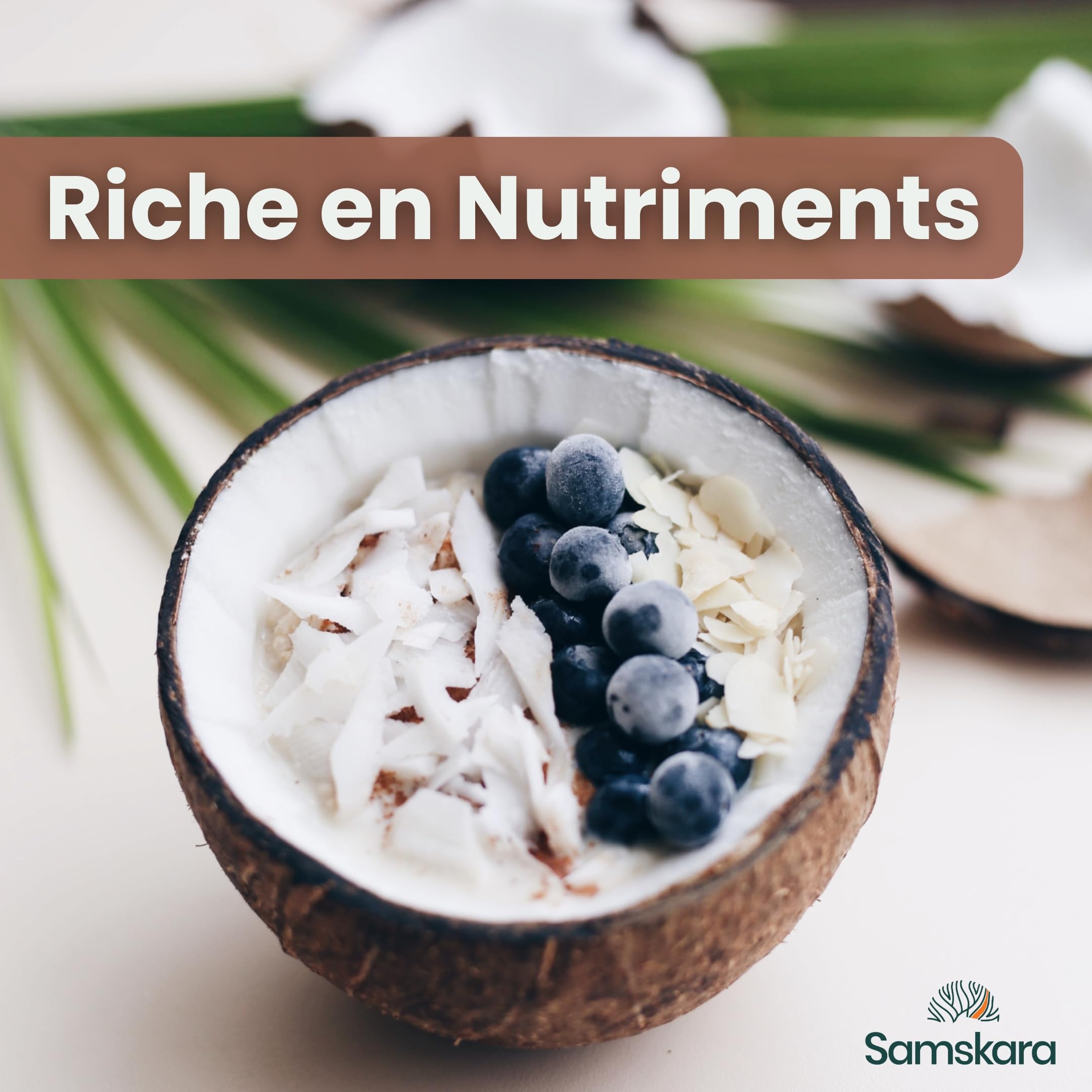 Poudre de lait de coco 90% Coco | Biologique BIO | Vegan | Sans Gluten | Samskara (500g) - Idéal pour la cuisine