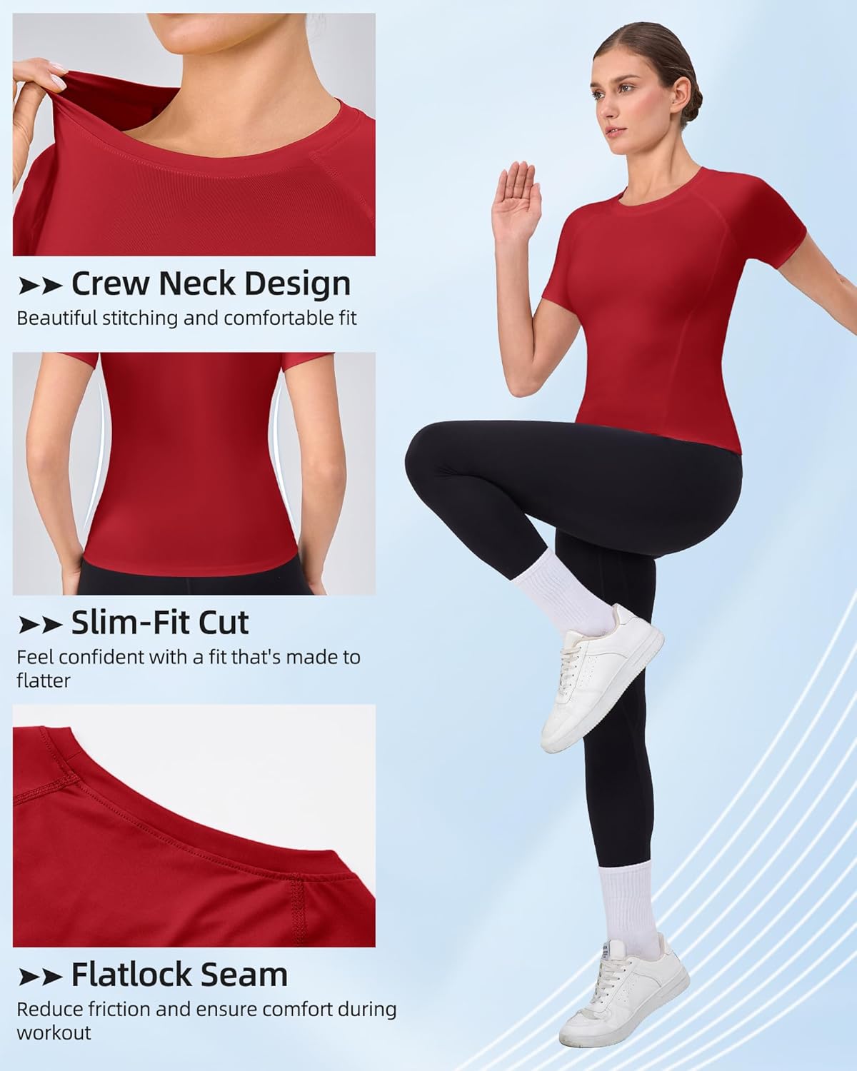 SPVISE Women's Compression Shirt Short Sleeve Workout Tops Athletic Baselayer Dry Fit Running Yoga Gym Basic T-Shirt Crewneck